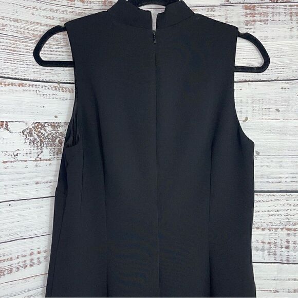 Vintage Mica Dress Womens Size 10 Black sheath midi mandarin collar made in USA - Picture 6 of 11